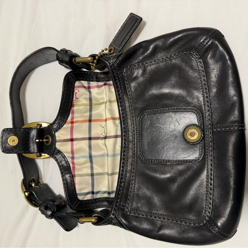 Coach Black Leather Mini Bag with Gold Buckle - Picture 3 of 5